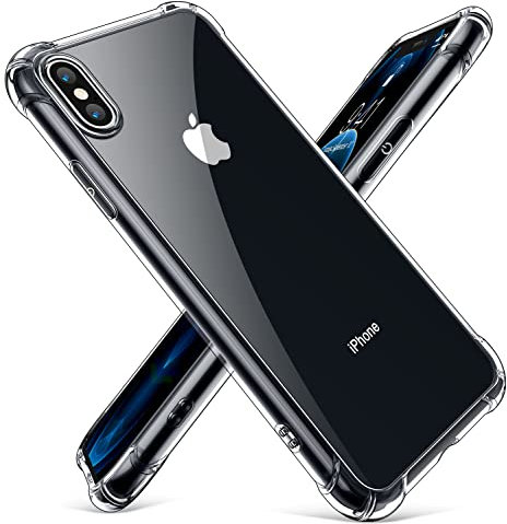 CANSHN Clear für iPhone X/XS Hülle [Nicht Vergilbend] Transparent Stoßfeste Schutzhülle mit Weiche Silikon Bumper Case Handyhülle für iPhone XS/X