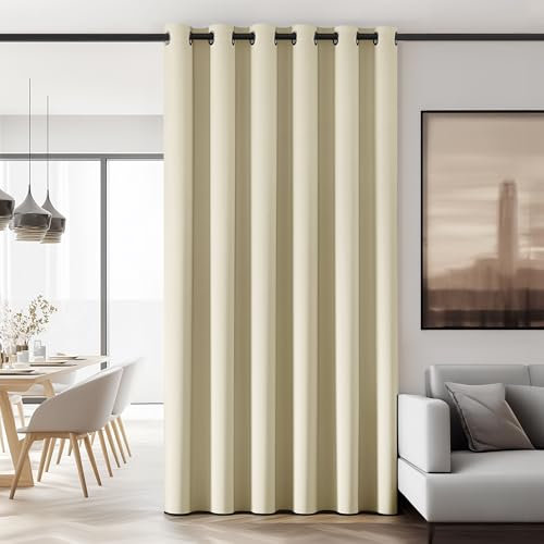 Deconovo Blickdichte mit Ösen Dekorationsstil Kinderzimmer Gardinen Dicke Thermovorhang Kälteschutz Thermogardine Hitzeschutz, 214x203 cm(HöhexBreite), Beige, 1 Stück