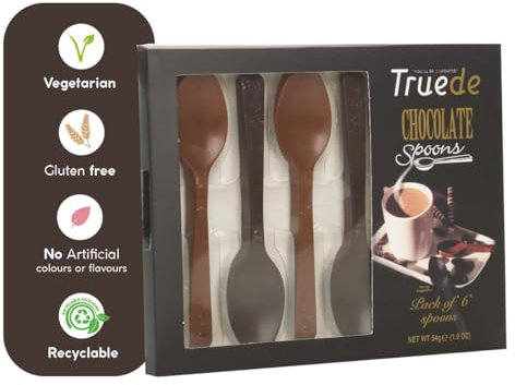 Truede YOU'LL BE DELIGHTED™ Milk & Dark Chocolate Spoons (54g) - 6 Chocolate Spoons for Coffee or as a Treat (3 Milk, 3 Dark)
