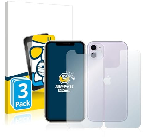 BROTECT Protector Pantalla Mate Cristal para Apple iPhone 11 (Frontal+Trasero) (3 Unidades) Protección Anti-Reflejos