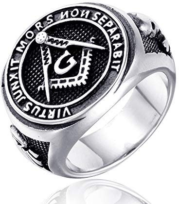 Chandler Edelstahl-Freimaurer-Ring für Männer, Vintage-Freimaurer-Symbol, Freimaurer-Ringe, Hip-Hop-Retro-Ring, religiöser Biker-Ring, Schmuck, Geschenk für Männer und Jungen, Größe 9, Edelstahl