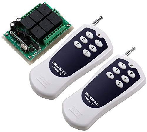 UHPPOTE 12VDC 433 mhz 6 Canali Telecomando Senza Fili Interruttore Ricevitore con 2 Trasmettitori
