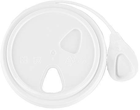Restaurantware Fits 8,12,16, and 20 Ounce Coffee Cup Lids, 100 Attached Stopper Cup Lids - Disposable, BPA Free, White Plastic Lids for Beverages, Cups Sold Separately, Microwave Safe