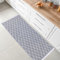 Fashion4Home Teppich Läufer - Tepiche für Wohnzimmer, Schlafzimmer, Küche, Kinderzimmer, Badezimmer - Boho Kelim - Läufer Flur, Stripe-Hellgrau-Weiß, Größe: 50x80 cm