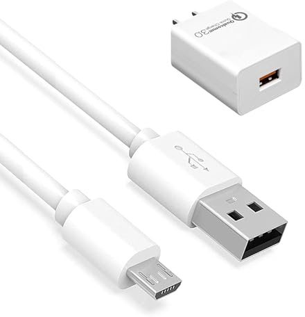 Con鐄 pour Amazon, c鈈le Micro USB de 1,8 m, c鈈le et Bloc d'alimentation Mural, Chargeur Rapide pour liseuses Amazon Kindle Paperwhite, Oasis et Kindle Kids (Blanc)