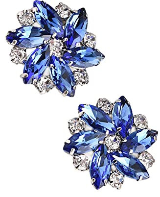 Perfeclan 2X Amovible Strass Chaussures Clips Chaussures Bijoux Décoration Cristal Chaussure de Mariage Fleur Décoratif pour Broches Robe Chaussures, Bleu