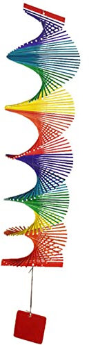 MYSUNBAR 3D Helix Wind Spinner Kinetic Windspiele Spirale Bunt Holz Hanging in Korridoren, Kindergarten Garten Ornament Dekoration, Rainbow Spectrum