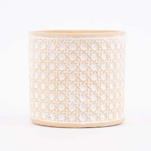 SCHÖNER LEBEN. Sass & Belle Übertopf Rattanoptik Beton beige weiß 12,5x12cm