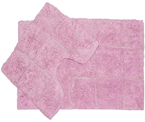ED 2pc Bath Mat Set 100% Cotton Non-Slip Spray Pedestal & Floor Bathroom Rugs For Safe and Hygienic Bathroom [Lilac]