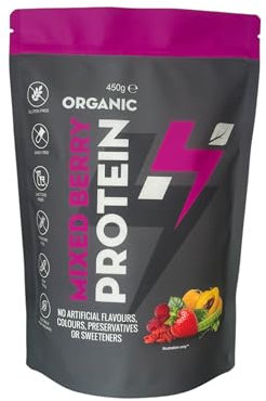 Hylife Nutrition - Organic Protein Powder - Mixed Berry Vegan Protein Powder (450g - 15 Servings) Natural Powdered Ingredients, No Artificial Sweeteners; Dairy, Gluten and Soy Free