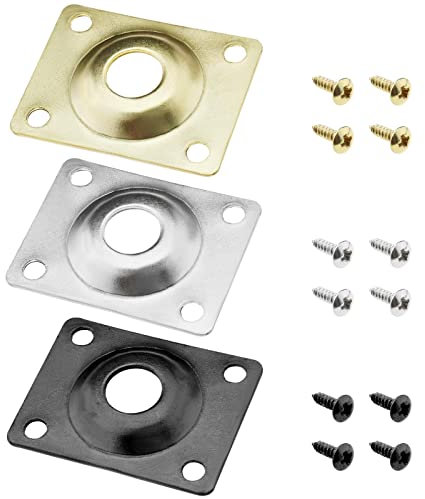 The Lord of the Tools 3PCS Rectangle Guitar Jack Plate Guitar Pickup Output Jack Socket Plate with 12PCS Fixing Screws for Electric Guitar Bass 1 Gold & 1 Silver & 1 Black