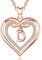 AEONSLOVE Buchstaben Kette Rosegold Kupfer Herz Buchstaben Anhänger Halskette mit Namen D Namenskette Damen Frauen Mädchen Initialen Alphabet Schmuck Geschenk