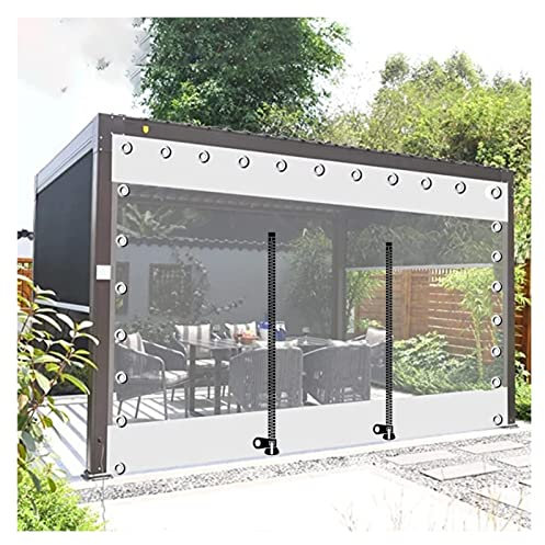 WZYJLyds Rideaux de Bâche Imperméables Transparents Extérieurs, Bâche en PVC avec Fermeture À Glissière, Pergola Patio Porche Panneaux Latéraux de Étanche Claire, avec Œillets