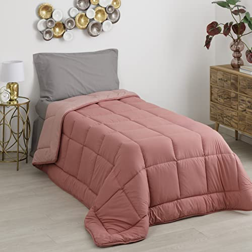 Baroni Home Trapunta Invernale in Ecopiuma, Piumone 350 gr/mq caldo e morbido, Anallergica, Antiacaro e Traspirante, Rosa, Singola 170x260 cm