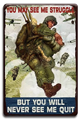 GLOBLELAND Airborne Army Vintage Metall Zinn Wandschild Plaque Poster Soldat Held Charakter Blechschilder Poster Dekoratives Schild für Zuhause Küche Bar Coffee Shop Club Kabine Garage 200x300x0.3mm