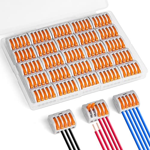 flintronic 25 Pezzi Connettori Elettrici Rapidi con Polo, Connettore Per Filo Compatto Conduttore, Connettori Di Giunzione Per Circuito In Linea 28-12 Awg, PA/PC Ritardante di Fiamma
