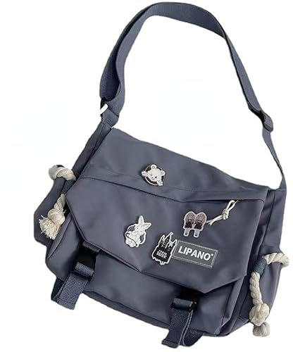 Pbkabiug Süße Nylon-Umhängetasche für Damen, Kawaii-Schultertasche, Umhängetasche mit Kawaii-Zubehör, ästhetische Tragetasche, Blue Chapter, Medium