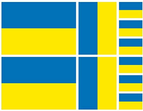 Samunshi® Aufkleber Set Ukraine Autoaufkleber 10 Flaggen Set 10cm Set Ukraine