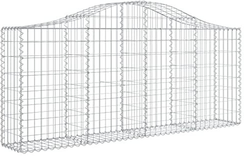 vidaXL 3x Arched Gabion Basket Cage Mesh Wire Stone Basket Outdoor Spiral Retaining Wall Planter Gardens 200x30x80/100 cm Galvanised Iron