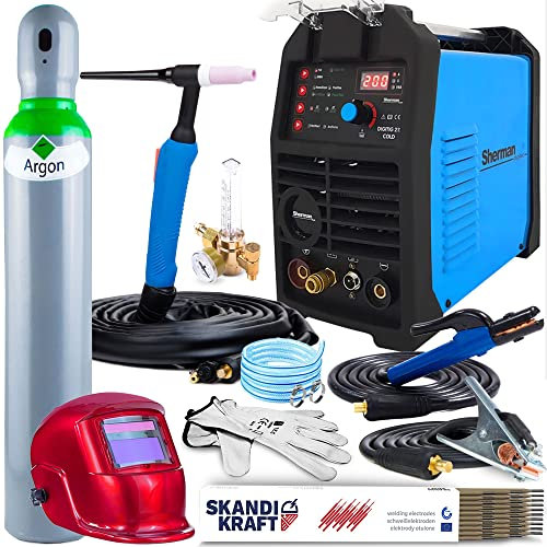 SHERMAN DIGITIG 212 COLD - 200A Schweißgerät WIG DC mit Kaltschweißen - MMA-Modus, IGBT-Technologie, 2T/4T-Modus HF-Lichtbogenzündung und Speichereinstellungen - Set: ProfessionalPlus