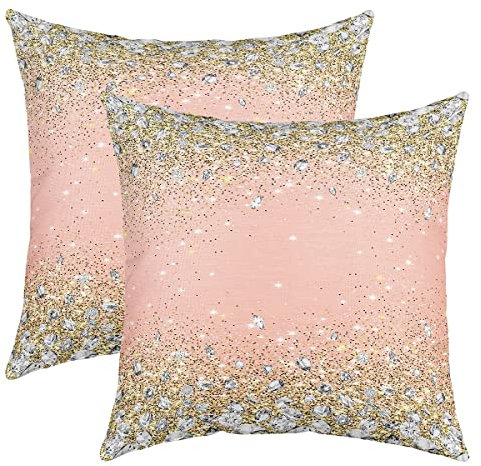 Loussiesd Glitter Diamant Umkehrbar Kissenbezüge 45x45cm für Rosa Gold und Silber Kissenbezug Home Dekor (Kein Glitzer Keine Paillette) Quadratische Kissenhülle 2er Set Kissenbezüge Traumhaft