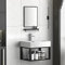Badezimmer-Waschtisch Zur Wandmontage, Badmöbel-Set Waschbeckenunterschrank, Badezimmer-Waschtisch Mit Waschbecken, Mit Quadratischem Spiegel Und Regal, Schwebender Waschbeckenschrank ( Color : Black+