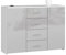 BDW Hochglanz Kommode mit 4 Schubladen und 2 Türen für Schlafzimmer, Wohnzimmer, Flur, Büro - Modernes Design - Aufbewahrungsmöbel - Geräumige Kommode - 110 x 80 x 35 cm - Weiß-Grau