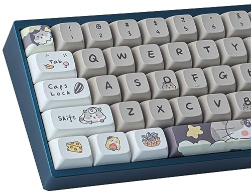 Tsungup PBT Keycaps 132 Keys Custom XDA Dye-Sublimation Gray Set Compatible With Cherry MX Switches for ANSI Layout Mechanical Gaming Keyboards
