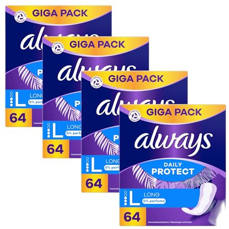 Always dailies | Extra Protect | Long Plus | Slipeinlagen Damen (Long Plus 64er, 4er Pack)