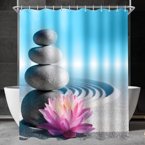 Lerores Duschvorhang 200x200cm, Kieswüste Antischimmel Textil, Beschwerter Saum Wasserabweisend, Waschbar Polyester Stoff Badevorhänge 12 mit Ösen und Duschvorhangringe für Badezimmer, Badewanne