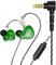 KAMINRUN FEDAI DX2 in Ear Monitor Headphones, IEM HiFi Wired in-Ear Earbuds Earphone with 1DD, Immersive Bass Sound for Singers, Musicians, Stage, Drummers for Church Running (with mic,Green)