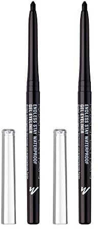 Manhattan Endless Stay Waterproof Gel Eyeliner – Schwarzer Gel Eyeliner mit herausdrehbarer Mine ohne Anspitzen – Farbe Blackest Black 006 – 2,6g, (2er Pack)