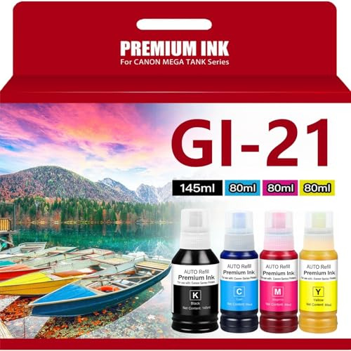 GI-21 Tintenflaschen kompatibel Canon GI-21 GI21 Nachfüll-Tintenflaschen Kit für Canon Pixma G3270 G3260 G4270 G2260 G1220 G1230 G2270 MegaTank Drucker