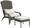 Outsunny Chaise de Jardin avec Repose-Pieds, accoudoirs et Coussins rembourrés, Chaise Adironrack en rotin et Acier, 64x82x89 cm, Gris et Blanc crème
