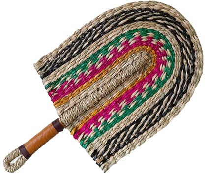 Generic Handcraft Straw Fan, Summer Handheld Woven Straw Fan, Small Size, Multicolor, Hand Powered, Eco-friendly, Multipurpose (Decorative & Cooling), Wall Mount, Bedroom Decor