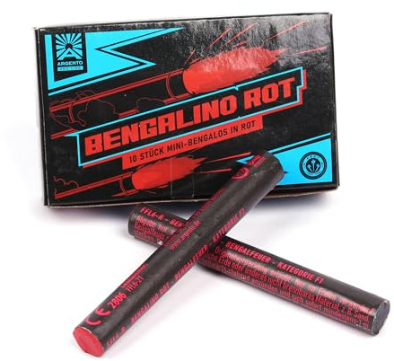 Funke Bengalino Bengalfackel Handfackel Bengalo Bengalfeuer Lanzenlicht Fontäne Feuerwerk 60 Sekunden (Rot)