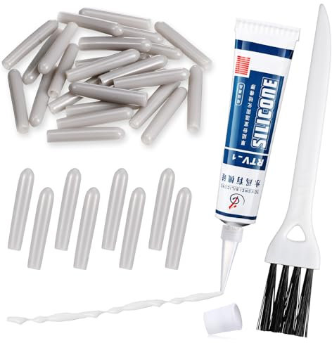 Baderke 1 Bottle 1.7 oz Dishwasher Rack Coating/glue with 25 Gray Caps and 1 Brush Dishwasher Rack Repair Coating