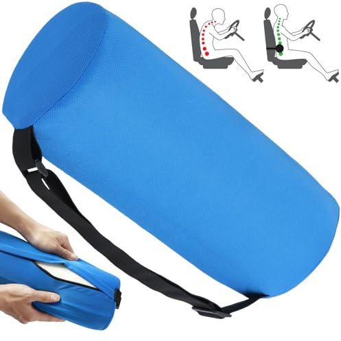 Lumbar Roll Pillow for Lower Back Memory Foam Roll Pillow with Removable Washable Cover Elastic Strap Ergonomic Backrest Sofa Cushion 11 Inch Length Back Lumbar Support Roll for Chair Car Couch