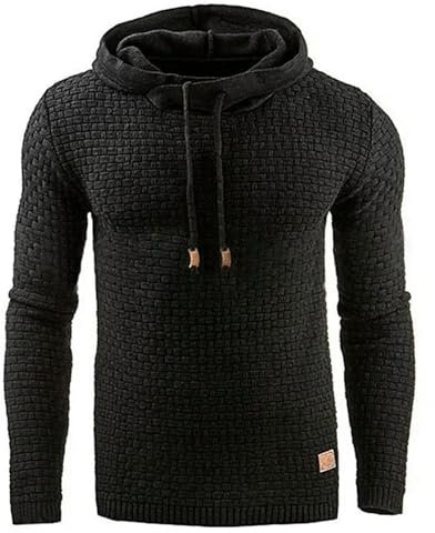 CMZYBBD Kapuzenpullover Herren Männer Plaid Kapuze Sweatshirt Herren Hoodie Tracksuit Schweißmantel Casual Sportswear-schwarz-5xl