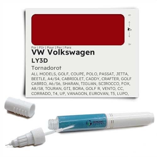 Genuine Colors Lackstift TORNADOROT LY3D für VW Volkswagen Rot GOLF COUPE POLO PASSAT JETTA BEETLE A4 S4 CABRIOLET CADDY CRAFTER CABRIO A6 S6 SHARAN TIGUAN SCIROCCO FOX A8 S8 TOURAN GTI BORA R VENTO C