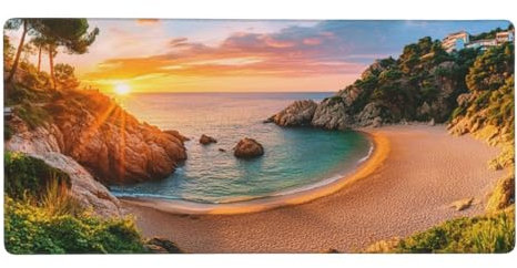 Tapis de Souris XXL 62.9x31.5 inch Grand Tapis Souris Plage Gaming Mousepad Arbre Mouse Pad XL- avec Base en Caoutchouc Imperméable Antidérapante pour PC Bureau Travail Jeux Ordinateur Portable-C557