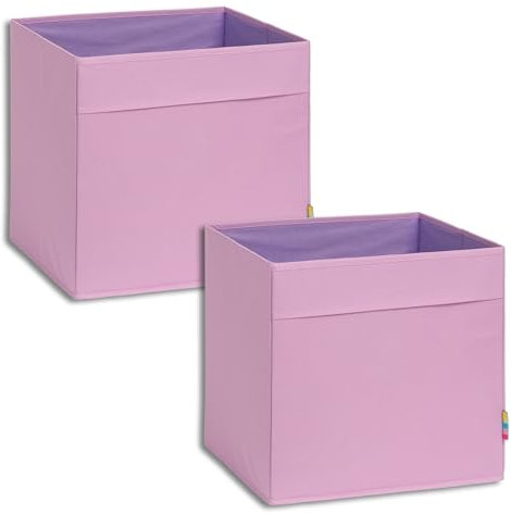 Storanda | 2er Set Aufbewahrungsbox Regal | Faltbare & Extra Stabile Kallax Boxen Aufbewahrung | Aufbewahrungskorb Regalbox für Würfelregal | Ideal für Zuhause & Kinderzimmer | 33x33x33 cm | Flieder
