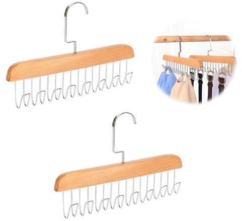 Porte Ceinture, Kleiderschrank, Porte Cravate, Cintre en Bois pour Cravate, Porte Foulard avec 8 Crochets, Porte Rangement Ceinture, Rangement Echarpe, Cintre Foulard pour écharpes, Châles, 3 Pièces