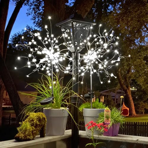 Anordsem Solarlampen Außen Garten Lichterkette Deko: Solar Feuerwerk Lights Gartendeko für Draußen Wetterfest - Solarleuchten Lichterkette 120 LED für Aussen Balkon Balkon [2 stück ]