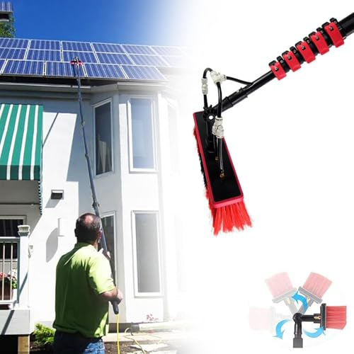 Sunseota High-Strength Carbon Fiber Retractable High-Altitude Cleaning Window Cleaning Brush Solar Panel Cleaning Brush Window Cleaning Pole Water Fed Brush,36FT【10.8M】