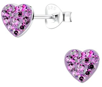 Monkimau Mädchen Ohrringe Herz | Ohrstecker aus 925 Sterling Silber | Kinderohrringe hypoallergen