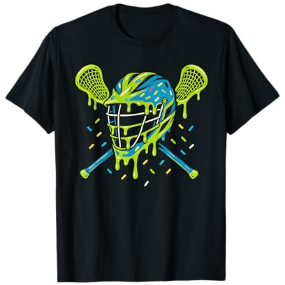 Lacrosse Ice Cream Drip Lax Boys Helmet Stick Youth Players T-Shirt