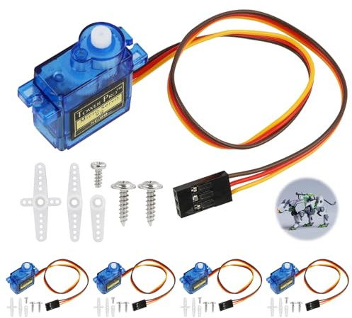 Set SG90 9G Mikro-Servomotoren, Micro Servo Motor Kit 180 Grad, Mini Servomotoren für RC Roboter, Hubschrauber, Flugzeuge und Modelle, Hochleistungs-Servos mit schneller Reaktionszeit (5 Stück)