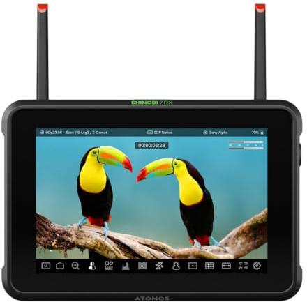 Atomos Shinobi 7 RX - 7-inch HDMI/SDI HDR Camera Monitor, inbuilt Wireless Receiver, Camera Control