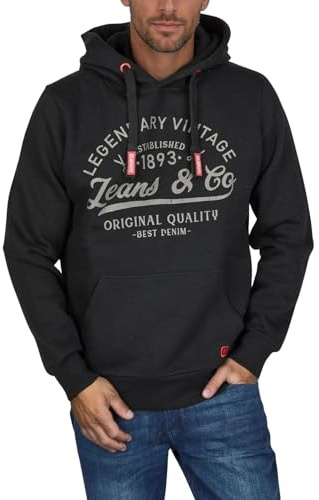 riverso Hoodie Herren Regular Fit RIVArmin Kapuzenpullover Pullover Print Schwarz 4XL, Größe:4XL, Farbe:Black-Tahiti Pearl Grey-Formula Red